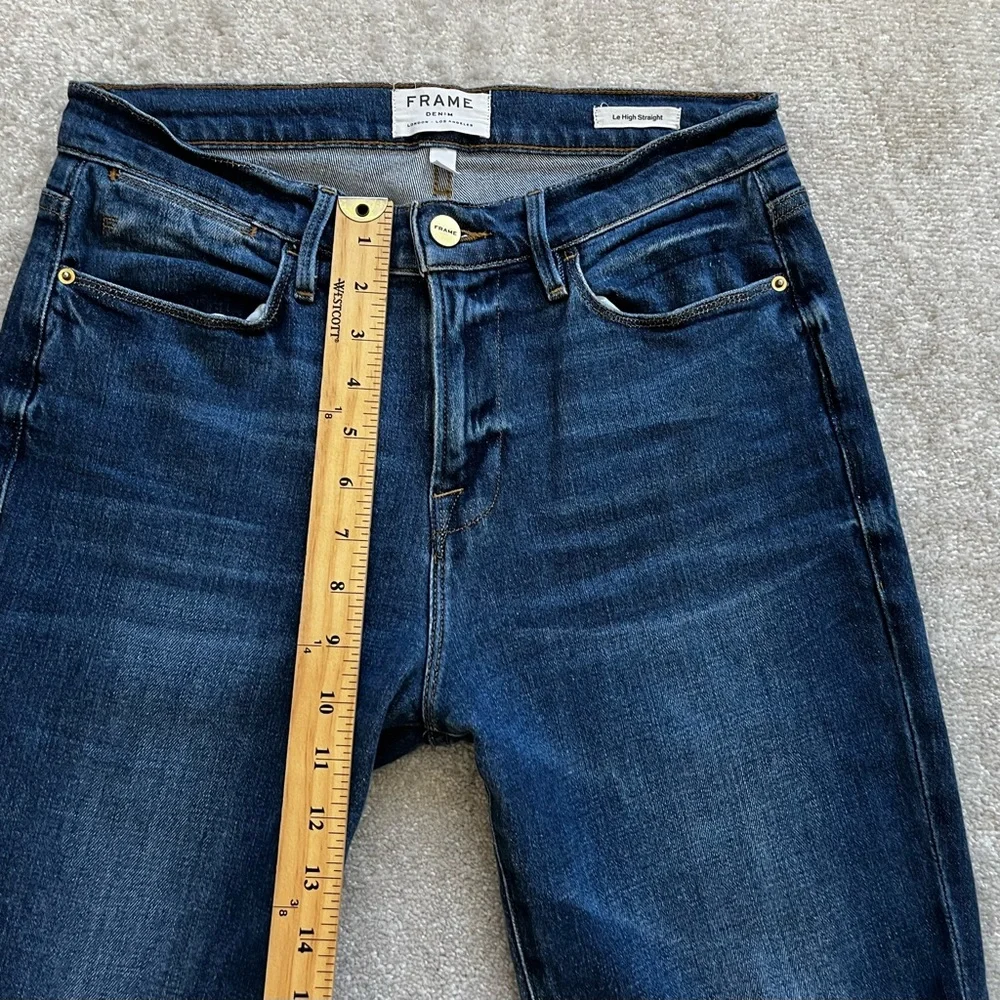 FRAME Le High Straight Asymmetrical Hem Jeans Size 28 Modern Contemporary - Picture 8 of 10